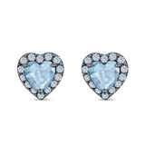 Heart shape Stud Earrings Wedding Simulated CZ 925 Sterling Silver (10mm)