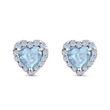 Heart shape Stud Earrings Wedding Simulated CZ 925 Sterling Silver (10mm)