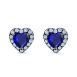 Heart shape Stud Earrings Wedding Simulated CZ 925 Sterling Silver (10mm)