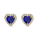 Heart shape Stud Earrings Wedding Simulated CZ 925 Sterling Silver (10mm)