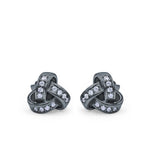 Stud Earrings Round Simulated Cubic Zirconia 925 Sterling Silver (8mm)