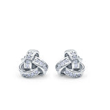 Stud Earrings Round Simulated Cubic Zirconia 925 Sterling Silver (8mm)