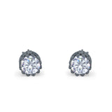 Wedding Bridal Stud Earrings Round Simulated CZ 925 Sterling Silver