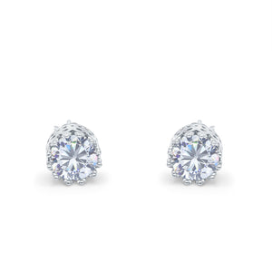 Wedding Bridal Stud Earrings Round Simulated CZ 925 Sterling Silver