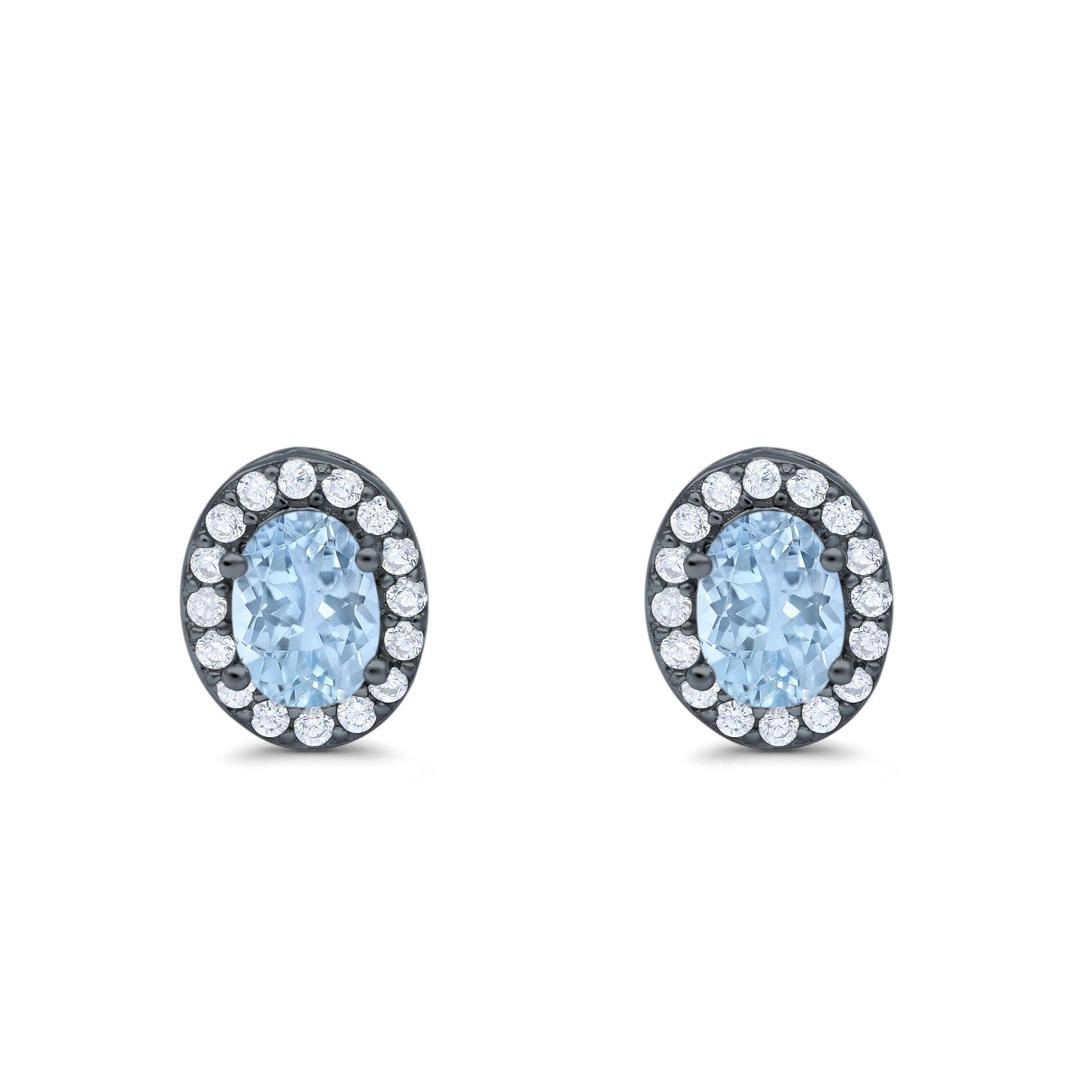 Stud Earrings Wedding Engagement Oval Simulated CZ 925 Sterling Silver (11mm)