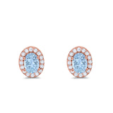 Stud Earrings Wedding Engagement Oval Simulated CZ 925 Sterling Silver (11mm)