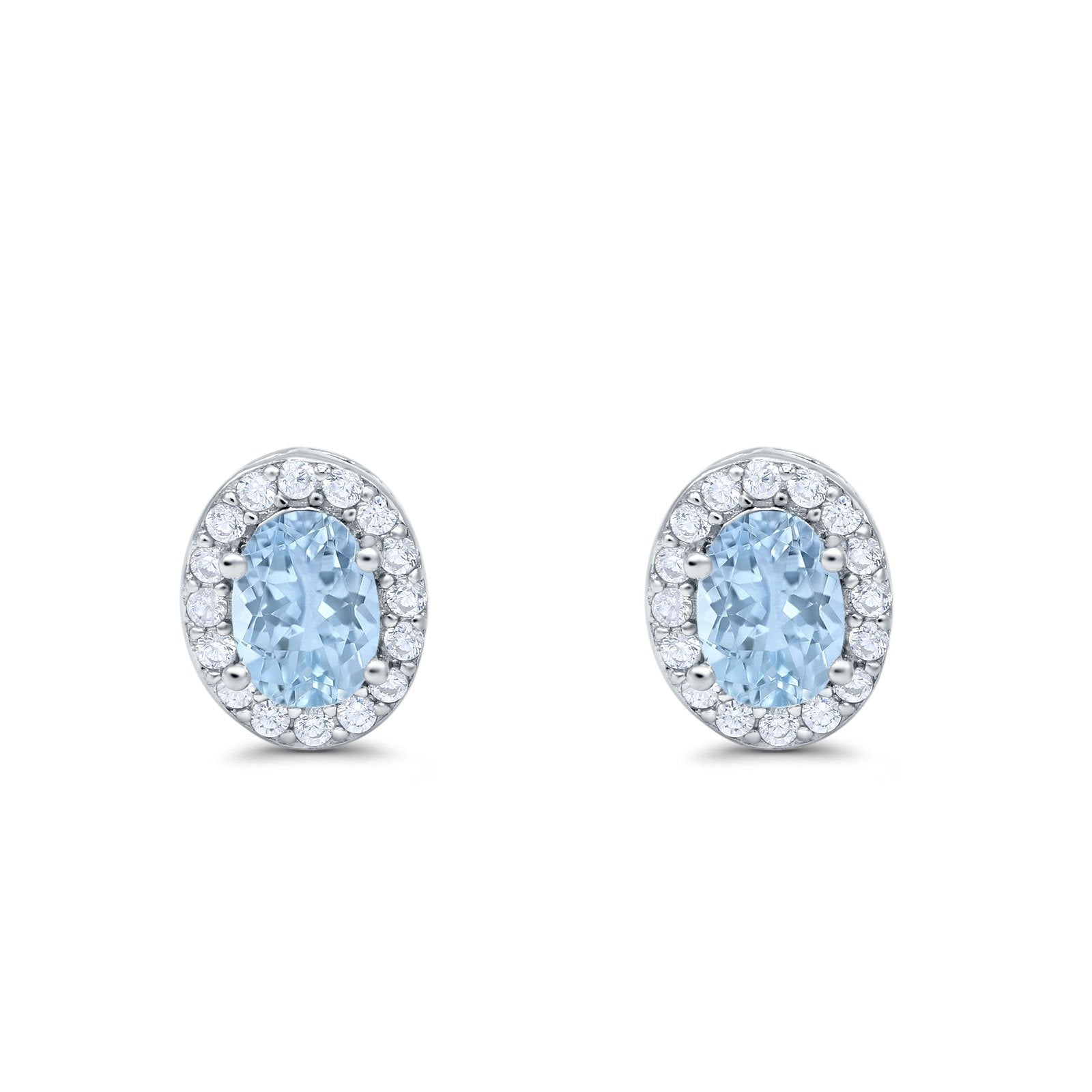 Stud Earrings Wedding Engagement Oval Simulated CZ 925 Sterling Silver (11mm)