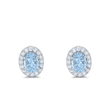 Stud Earrings Wedding Engagement Oval Simulated CZ 925 Sterling Silver (11mm)