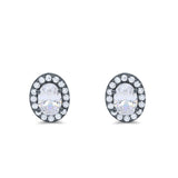 Stud Earrings Wedding Engagement Oval Simulated CZ 925 Sterling Silver (11mm)