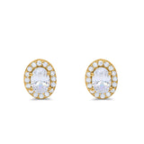 Stud Earrings Wedding Engagement Oval Simulated CZ 925 Sterling Silver (11mm)