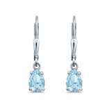 Leverback Earrings Pear CZ 925 Sterling Silver