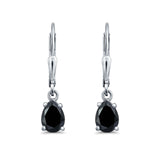 Leverback Earrings Pear CZ 925 Sterling Silver