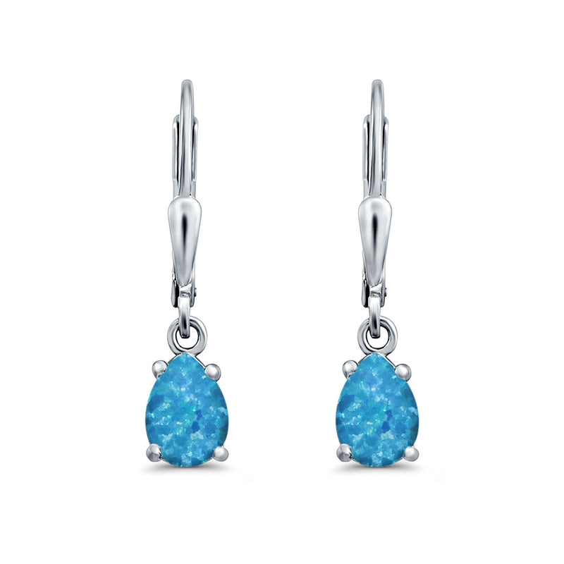 Leverback Earrings Pear CZ 925 Sterling Silver