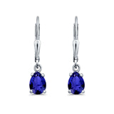 Leverback Earrings Pear CZ 925 Sterling Silver