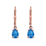 Teardrop Bridal Dangling Leverback Earrings Pear CZ 925 Sterling Silver