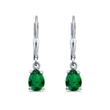 Leverback Earrings Pear CZ 925 Sterling Silver