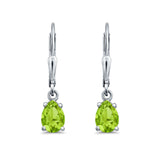 Leverback Earrings Pear CZ 925 Sterling Silver