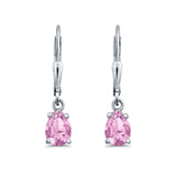 Leverback Earrings Pear CZ 925 Sterling Silver