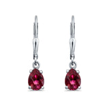 Leverback Earrings Pear CZ 925 Sterling Silver
