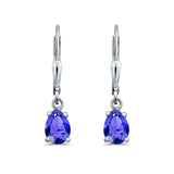 Leverback Earrings Pear CZ 925 Sterling Silver