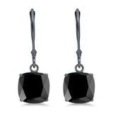 Cushion Cut Bridal Dangling Leverback Earrings Simulated Cubic Zirconia 925 Sterling Silver (3mm-10mm)