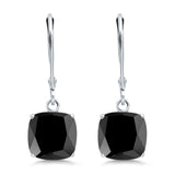 Cushion Cut Bridal Dangling Leverback Earrings Simulated Cubic Zirconia 925 Sterling Silver (3mm-10mm)