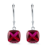 Cushion Cut Bridal Dangling Leverback Earrings Simulated Cubic Zirconia 925 Sterling Silver (3mm-10mm)