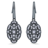 Drop Dangle Earrings Round Simulated Cubic Zirconia 925 Sterling Silver (18mm)