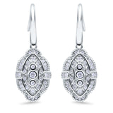 Drop Dangle Earrings Round Simulated Cubic Zirconia 925 Sterling Silver (18mm)