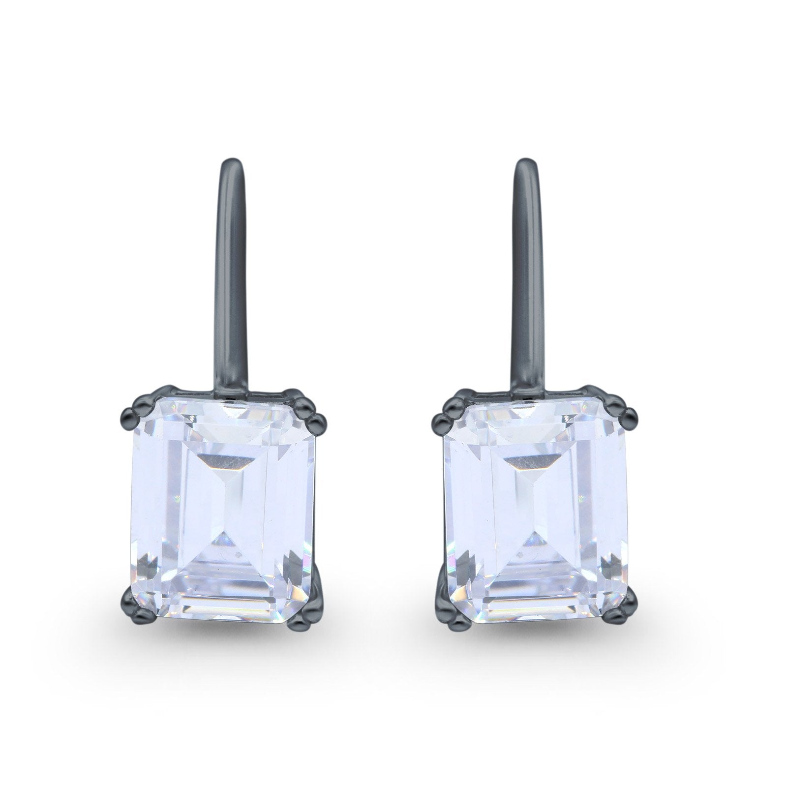 Cushion Cut Dangling Leverback Wedding Earrings Simulated Cubic Zirconia 925 Sterling Silver (20mm)