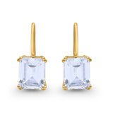 Cushion Cut Dangling Leverback Wedding Earrings Simulated Cubic Zirconia 925 Sterling Silver (20mm)