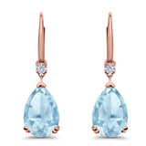 Pear Shape Dangling Leverback Earrings Wedding Simulated Cubic Zirconia 925 Sterling Silver (22mm)