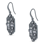 Milgrain Fishhook Earrings Cubic Zirconia 925 Sterling Silver