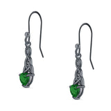 Celtic Trinity Heart Fish-Hook Earrings Cubic Zirconia 925 Sterling Silver