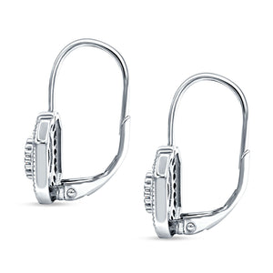 Halo Octagonal Earrings Cubic Zirconia 925 Sterling Silver