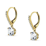 Asscher Cut Solitaire Cubic Zirconia Drop Earrings 925 Sterling Silver