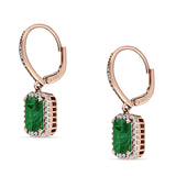 Emerald Cut Dangle Drop Leverback Earrings Cubic Zirconia 925 Sterling Silver