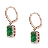 Emerald Cut Dangle Drop Leverback Earrings Cubic Zirconia 925 Sterling Silver
