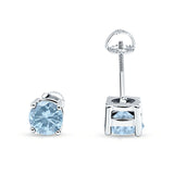 Solitaire Screw Back Stud Earring Brilliant Round Simulated Cubic Zirconia Solid 925 Sterling Silver