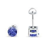 Solitaire Screw Back Stud Earring Brilliant Round Cubic Zirconia Solid 925 Sterling Silver