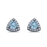 Stud Earrings Lab Created Opal Round Simulated CZ 925 Sterlig Silver(8mm)