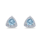 Stud Earrings Lab Created Opal Round Simulated CZ 925 Sterlig Silver(8mm)