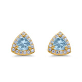 Stud Earrings Lab Created Opal Round Simulated CZ 925 Sterlig Silver(8mm)