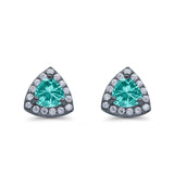 Stud Earrings Lab Created Opal Round Simulated CZ 925 Sterlig Silver(8mm)