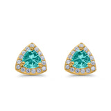 Stud Earrings Lab Created Opal Round Simulated CZ 925 Sterlig Silver(8mm)