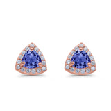 Stud Earrings Lab Created Opal Round Simulated CZ 925 Sterlig Silver(8mm)