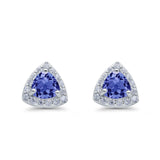 Stud Earrings Lab Created Opal Round Simulated CZ 925 Sterlig Silver(8mm)