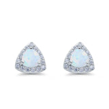 Stud Earrings Lab Created Opal Round Simulated CZ 925 Sterlig Silver(8mm)