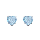 Heart Stud Earrings Simulated Cubic Zirconia 925 Sterling Silver (4mm-8mm)