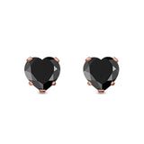 Heart Stud Earrings Simulated Cubic Zirconia 925 Sterling Silver (4mm-8mm)